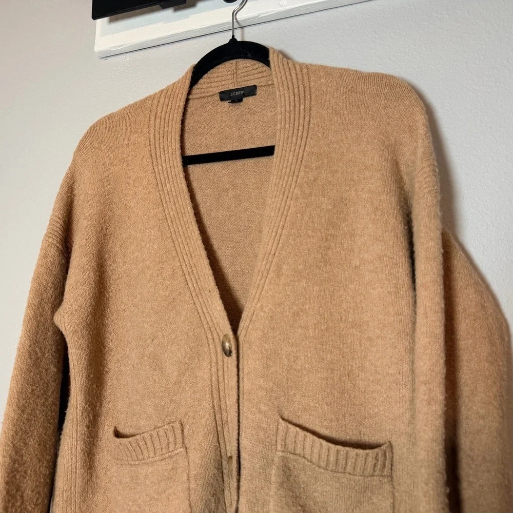 J. Crew SuperSoft Yarn Cardigan Sweater Size Small Caramel Tan Brown Cropped